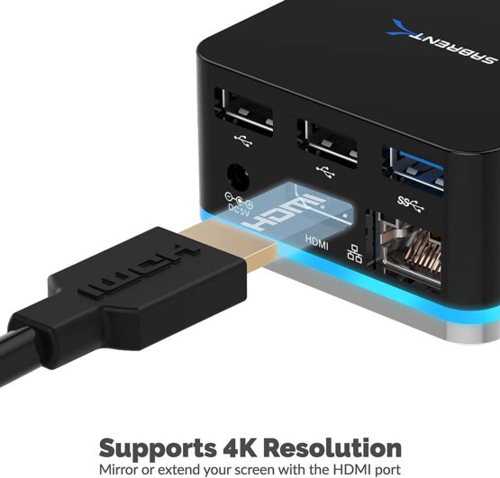 Sabrent 5 Port USB Type C Mini Continuum Docking Station, Supports Up To 3840x2160 at 30HZ (DS-CMND) - Image 4