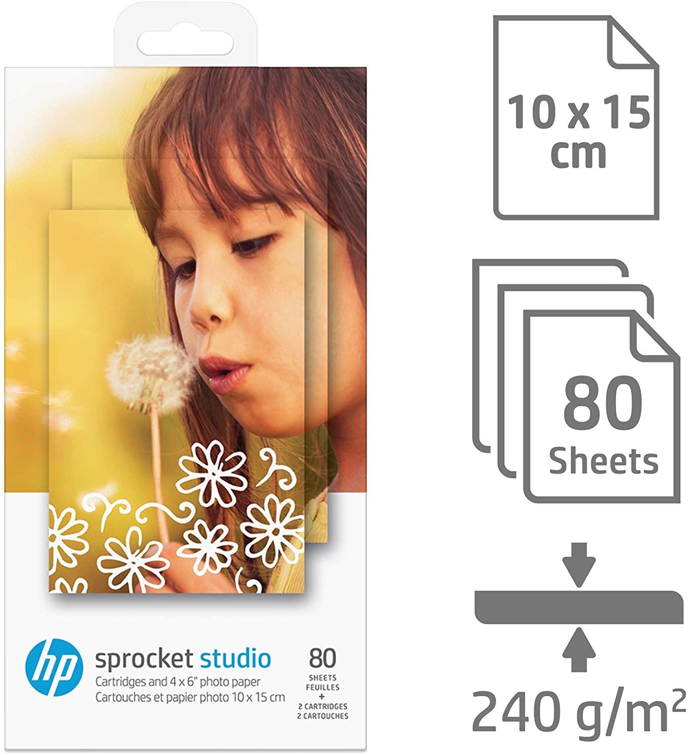 HP 4KK83A Sprocket Studio 4x6" Photo Paper & Cartridges (80 Sheets - 2 Cartridges) Compatible with Sprocket Studio - Image 2