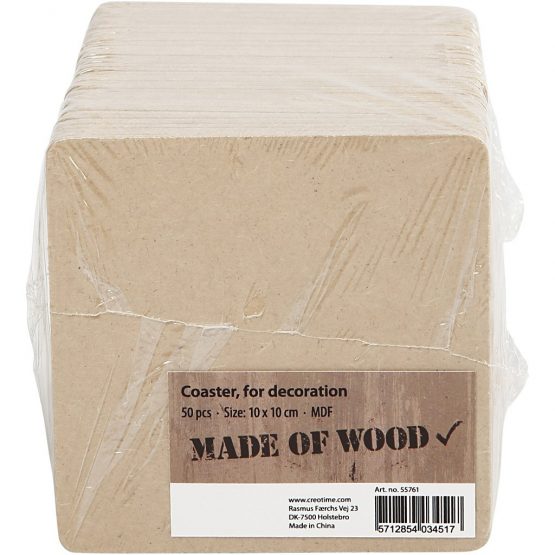 Creativ 55761 Coaster, size 10x10 cm, thickness 3 cm, MDF, 50pcs, Wood - Image 3