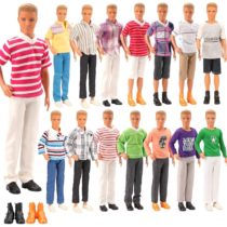 Miunana 8 Clothes Shoes for Doll = 3 Casual Clothes Wear Shirt Outfit+ 3 Pants +2 Shoes for Boy Doll Random Style Xmas Gift