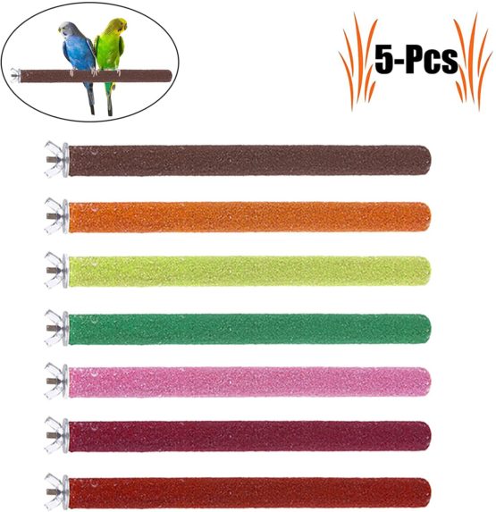 Legendog Parrot Perches, 5PCS Bird Perches Budgie Perch Cockatiel Perch Budgie Perches for Cage Training Interactive Bird Cage Perches