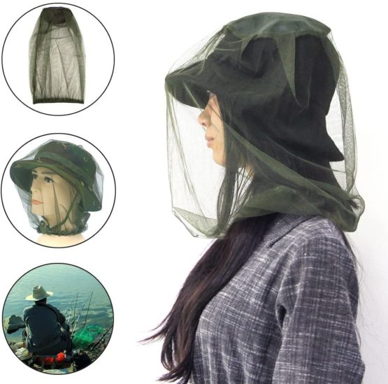 GOLRISEN 3 PCS Midge Nets Mosquito Head Net Breathable Mosquito Face Net Green Midge Head Net Protect from Flying Insects for Outdoor Activities
