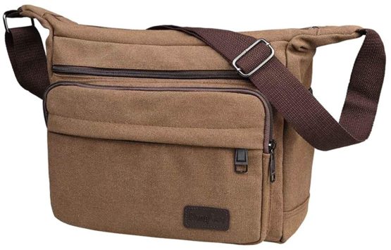 JAKAGO Waterproof Messenger Shoulder Bag Multi Pockets Crossbody Bag for for Men Women, Casual Travel Bag Canvas Handbag Briefcase for Working Shopping School Fishing Camping Hiking Daily Use