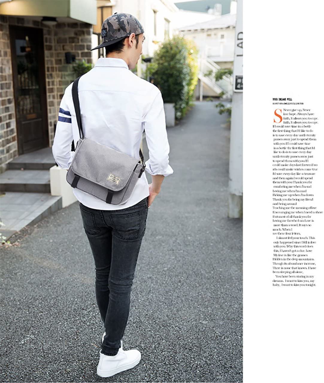 FANDARE Messenger Bag Satchel Crossbody Bag Laptop Briefcase Work Bag School Bag Polyester Gray - Image 2