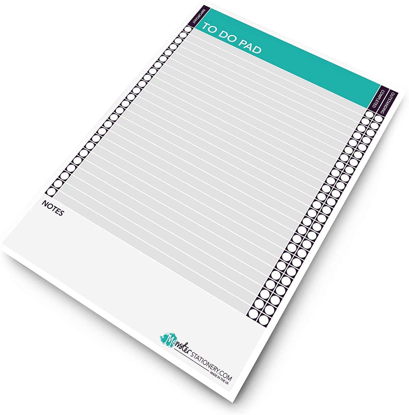 Monster Stationery - A4 to Do Pad/Daily Schedule Planner/Desk Pad - 60 Sheets - 80gsm - Made in UK