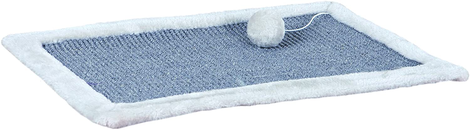 Cat Scratching mat with plush border, 55 × 35 cm, light grey, Small