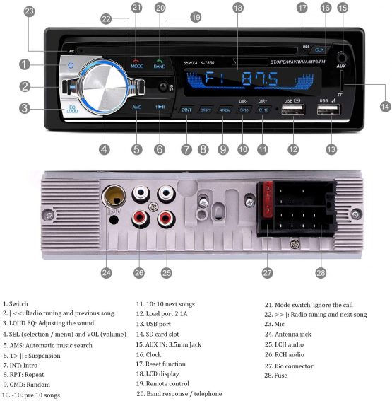Car Radio Bluetooth Hands-Free, CENXINY 1 DIN Car Stereos with USB and CAR MP3 Player, 4x65W FM Radio, Support IOS and Android Phone (NO CD) - Image 4
