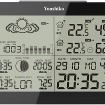 Youshiko YC9360 Digital Weather Station with Radio Controlled Clock ( Official UK Version ), Indoor Outdoor Temperature Humidity , Sunrise , Sunset , Moonrise , Moonset Times , Barometric Pressure