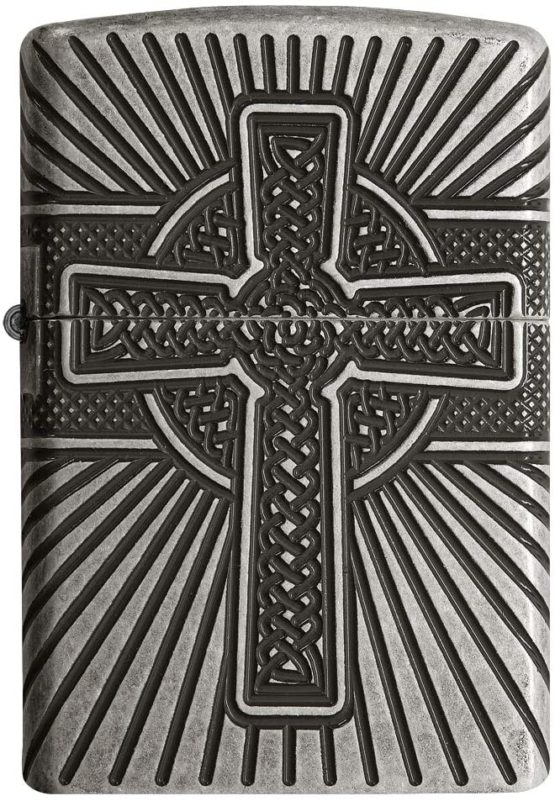 Zippo Unisex's CELTIC CROSS DESIGN Windproof Lighter, Antique Silver, Regular - Image 2