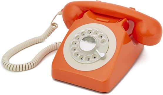 GPO 746 Rotary 1970s-Style Retro Landline Telephone, Classic Telephone with Ringer On/Off Switch, Curly Cord, Authentic Bell Ring for Home, Hotels- Orange - Image 2