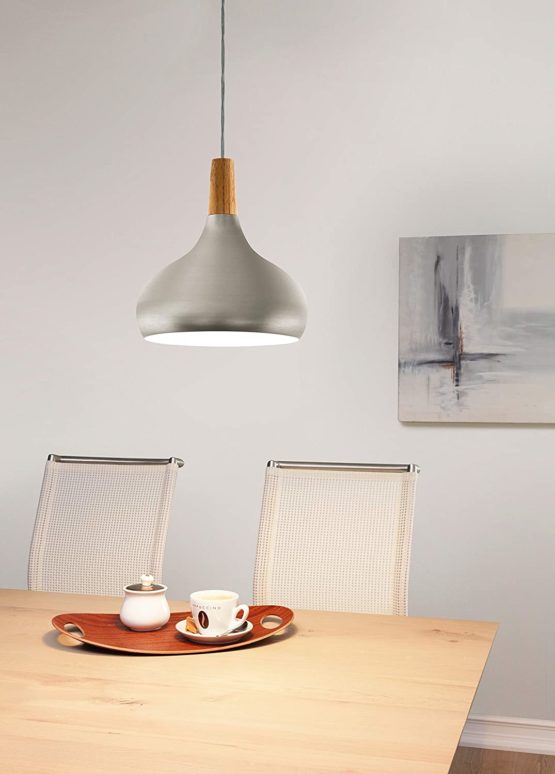 EGLO Pendant Lamp, Steel, E27, 60 W, Brushed Silver ,28 x 28 x 110 cm - Image 3