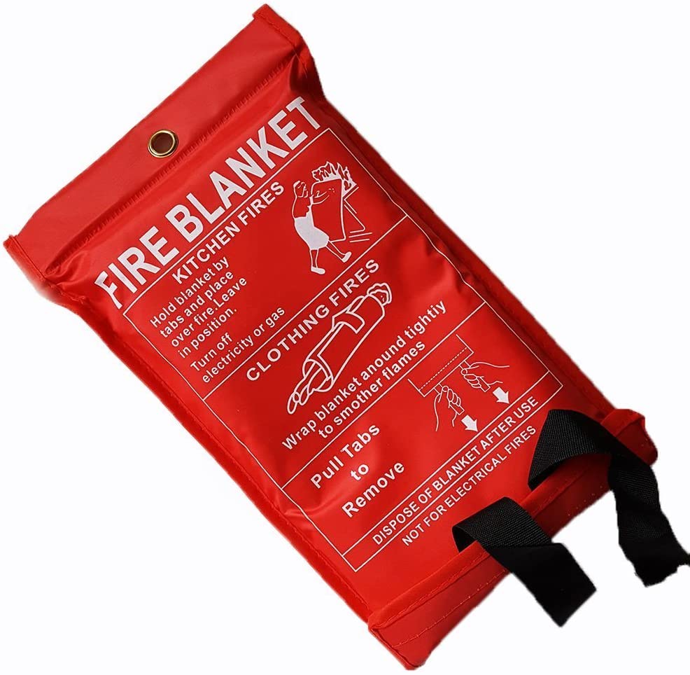 KING KARAN® 1m x 1m Soft Case Fire Blanket, Large, Quick Unfolding, with Loops, Fire Extinguisher Home