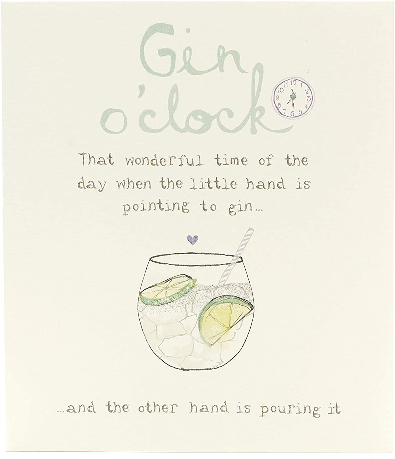 Gin O'Clock Wonderful Part Of The Day Birthday Greeting Card Funny Cards, Bday Friend Gin, 137 mm x 159 mm