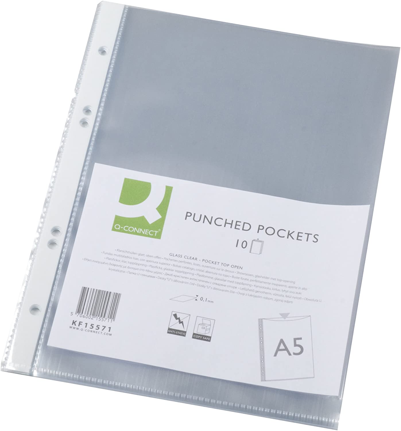Q-Connect KF15571 Document Wallet A5 100 MYM Clear Glass Pack of 10)