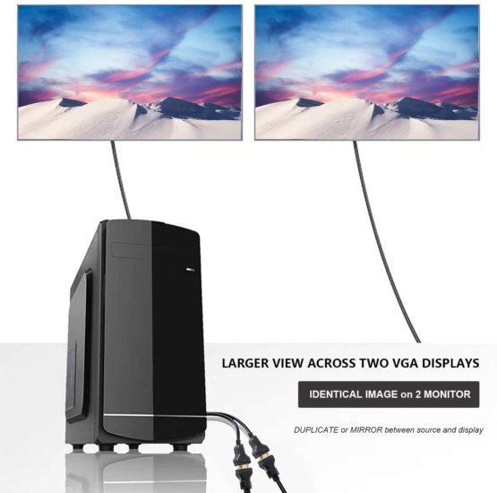 VGA Splitter Cable, BENFEI VGA Y Splitter for Screen Duplication 1ft - Image 3