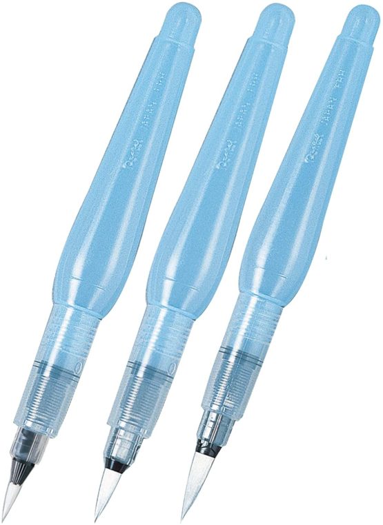 Pentel Aquash Water Brush Pens, Assorted Tips - Pack of 3 (Fine, Medium and Broad) - Image 2