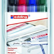 edding 400 Permanent Marker - Black, Red, Blue, Green - 4 Pens - Fine Round Tip 1 mm - Waterproof, Quick-Drying, Smear-Proof Pens - for Cardboard, Plastic, Wood, Metal, Glass and Fabric