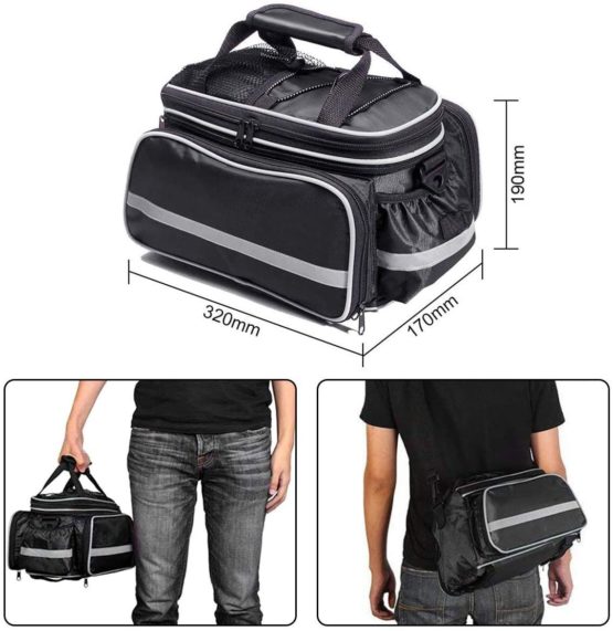 BODECIN Bicycle Pannier, Outdoor Waterproof Multi- function Portable Bicycle Pack Bike Pannier Carrying Luggage Package Rack Panniers Rear Seat Trunk Bag with Rainproof Cover - Image 2