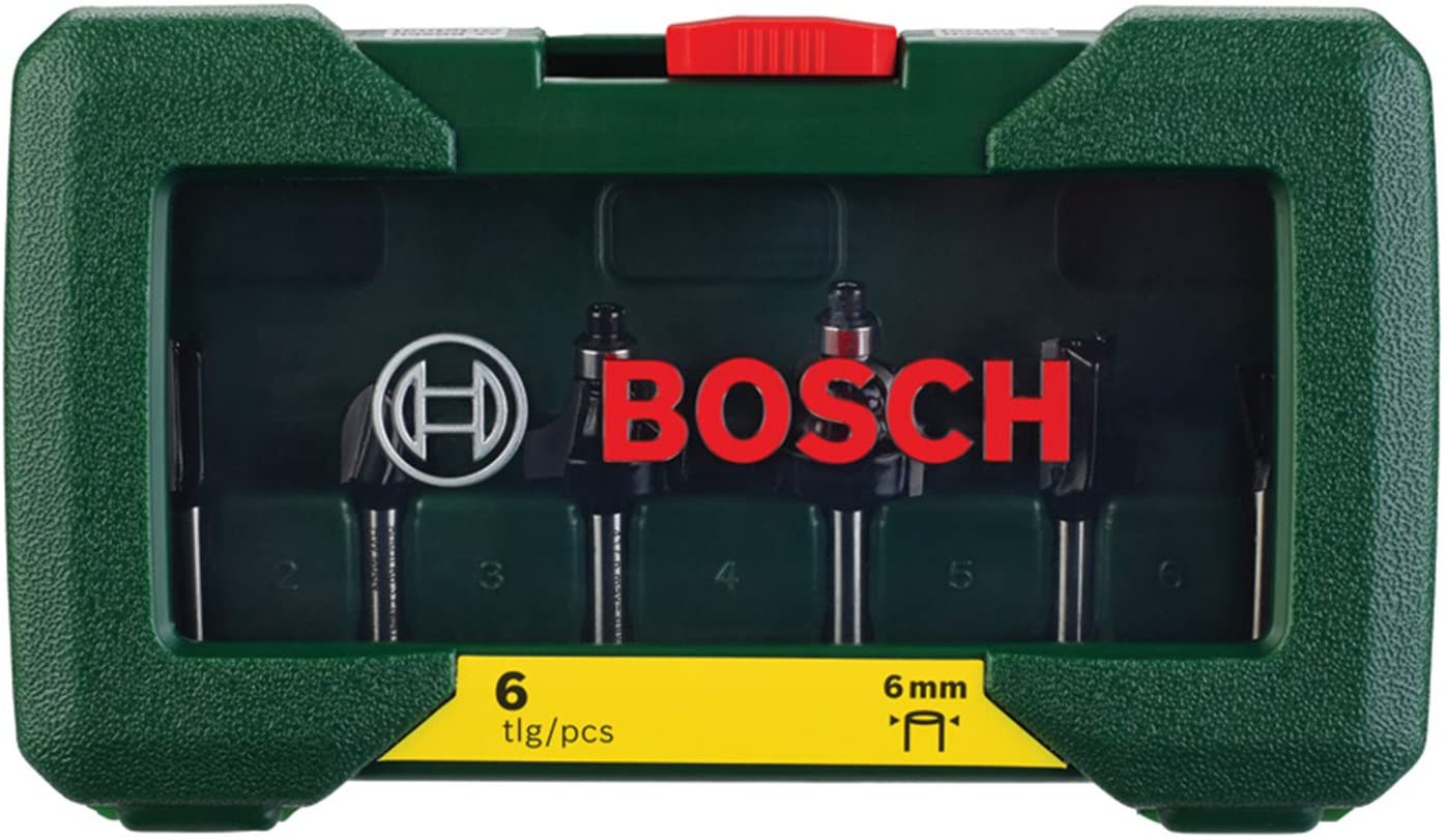 Bosch 6-Piece Tungsten Carbide Router Bit Set (for Wood Shank diameter 6 mm, Accessory Routers), Silver/Black, 6-Piece Set - Image 3