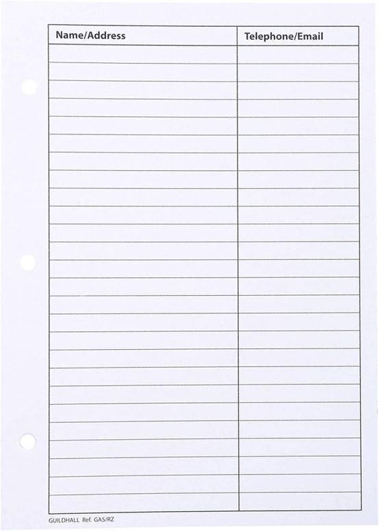 Exacompta Guildhall Telephone/Address Book Refills, A5, 30 Sheets - Image 2
