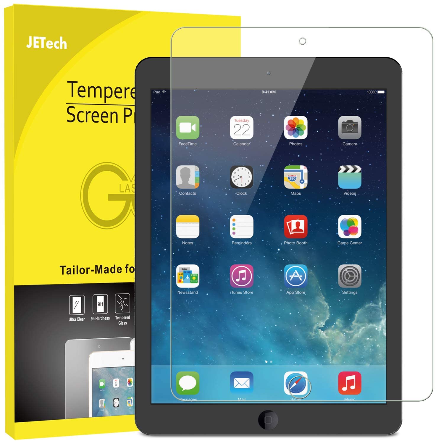JETech Screen Protector for iPad mini 1 2 3 (Not mini 4/5/6), Tempered Glass Film, 1-Pack, transparent, iPad mini3/2/1