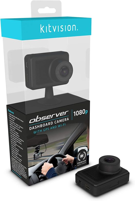 Kitvision Observer Dashcam 1080p Wi-Fi and GPS - Full HD Dashboard Car Camera/Dash Cam with 2.45 Inch Screen, 170° Ultra-Wide Angle, G Sensor Collision Detection, Motion Detect, Parking Mode - Black - Image 4