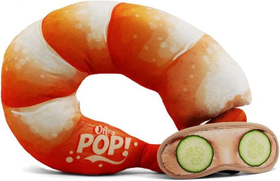 Oh My Pop! Prawn-Neck and Sleeping Mask Travel Pillow, 36 cm, Red - Image 2