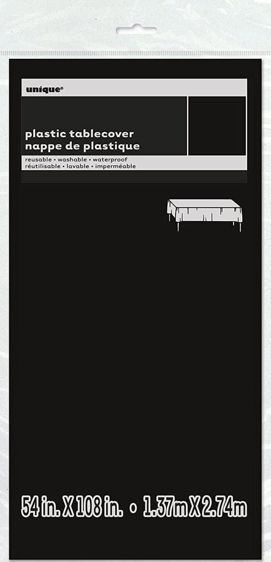 Unique Party 5096 - Black Plastic Tablecloth, 9ft x 4.5ft - Image 2