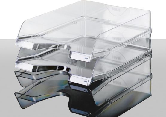 HAN Viva Letter Tray DIN A4 / C4, Stackable, with Clip, High-Gloss Transparent - Image 3