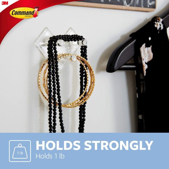 3M 17097CLR-ES Command Jewellery Rack Clear (2 Hooks, 3 Strips/Pack) - Image 3