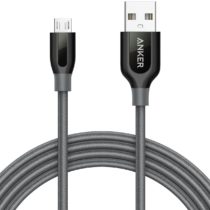 Anker PowerLine+, Nylon Micro USB Cable and Internal in Aramid Fibre, Grey, 180 cm