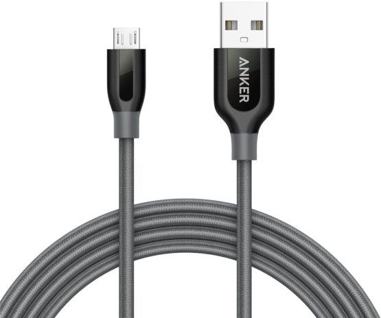 Anker PowerLine+, Nylon Micro USB Cable and Internal in Aramid Fibre, Grey, 180 cm