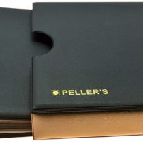 Coin album in slipcase for 275 various size of coins with a diameter up to 1.22" (31mm). 5+5 pages with 20 pockets 1.38" X 1.57" (35mm X 40mm) & 35 pockets 1.06" X 1.06" (27mm X 27mm) on the page & 10 interleaves. Model M.