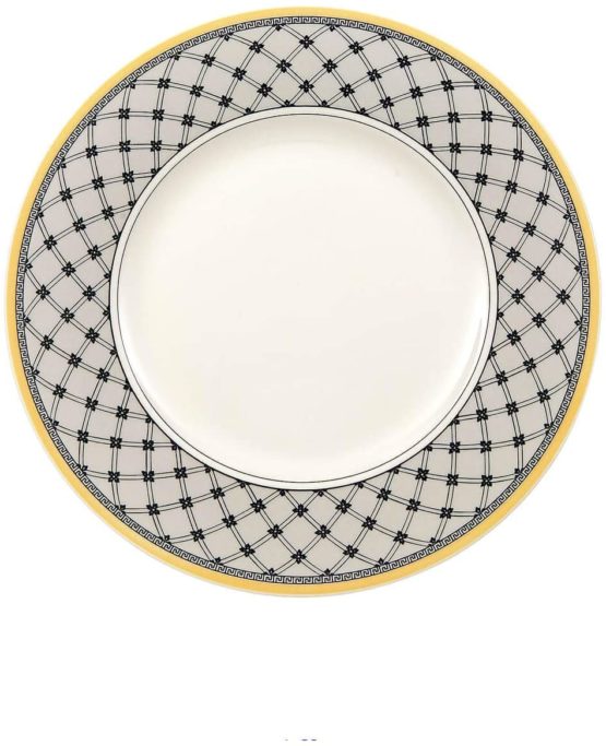 Villeroy & Boch Audun PromenaofBreakfast Plate, 22 cm, Premium Porcelain, White/Grey/Yellow