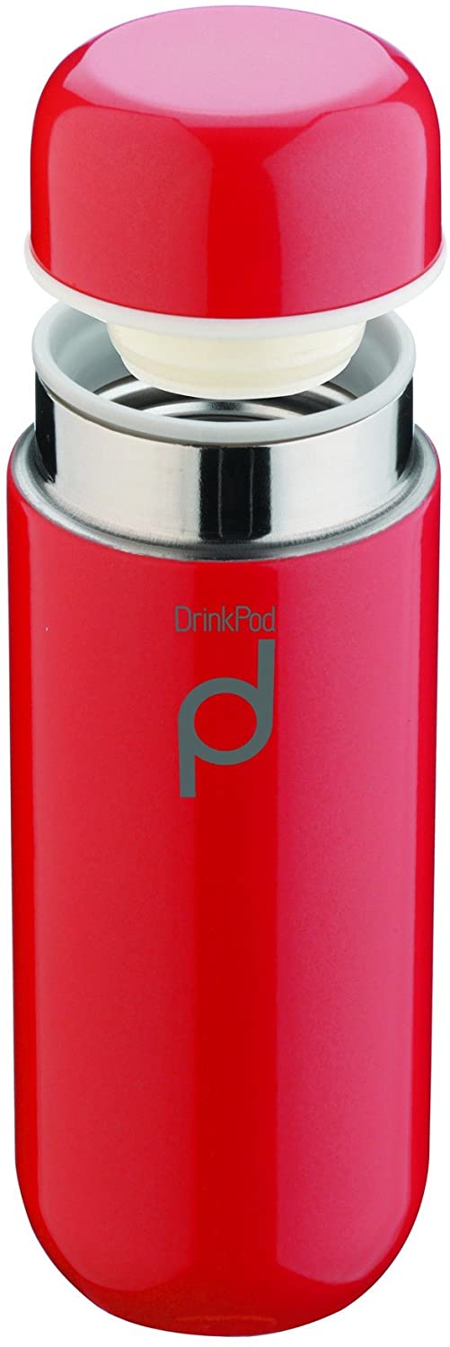 Drink Pod Vacuum Insulated Flask, Stainless Steel, Red, 200ml