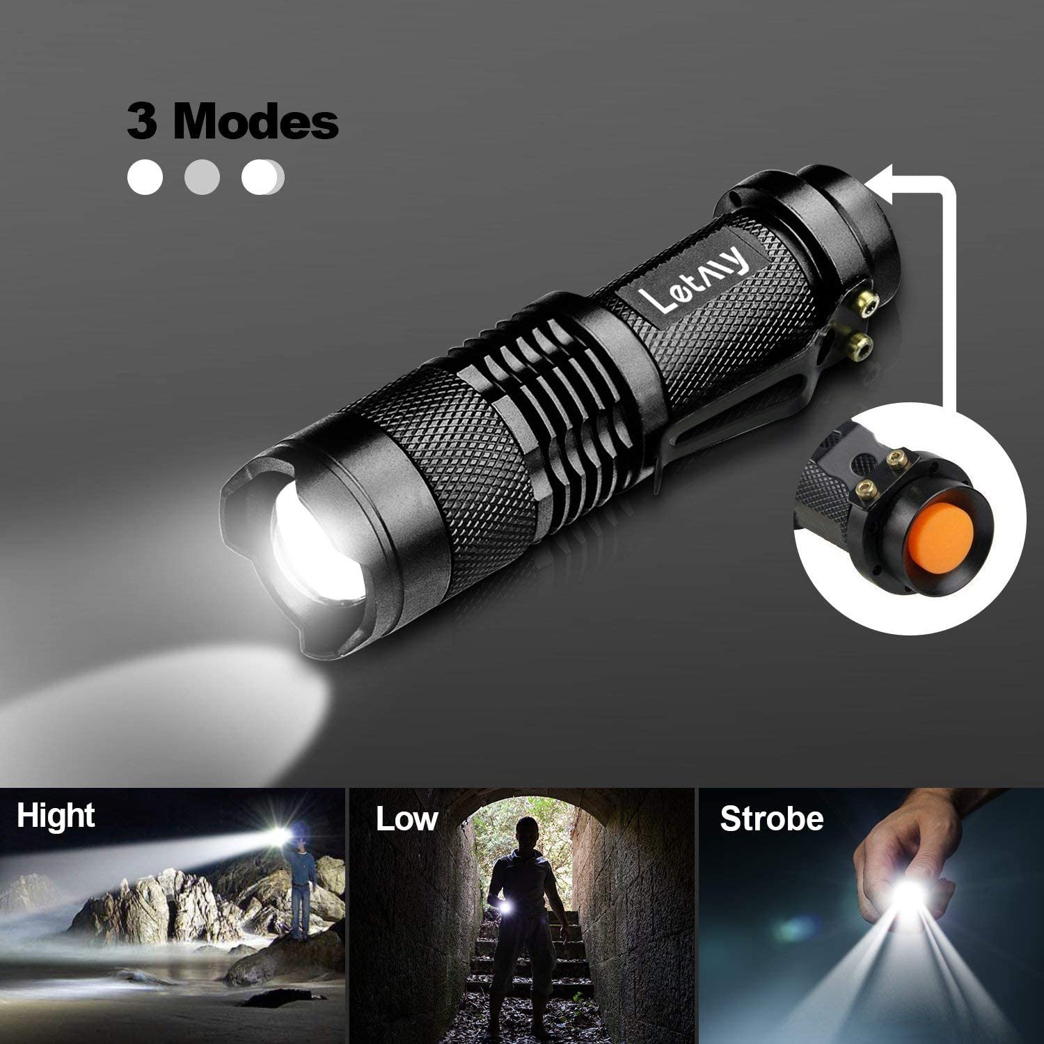 Pack of 2 Small LED Torches, 300 Lumens Super Bright Mini Torch