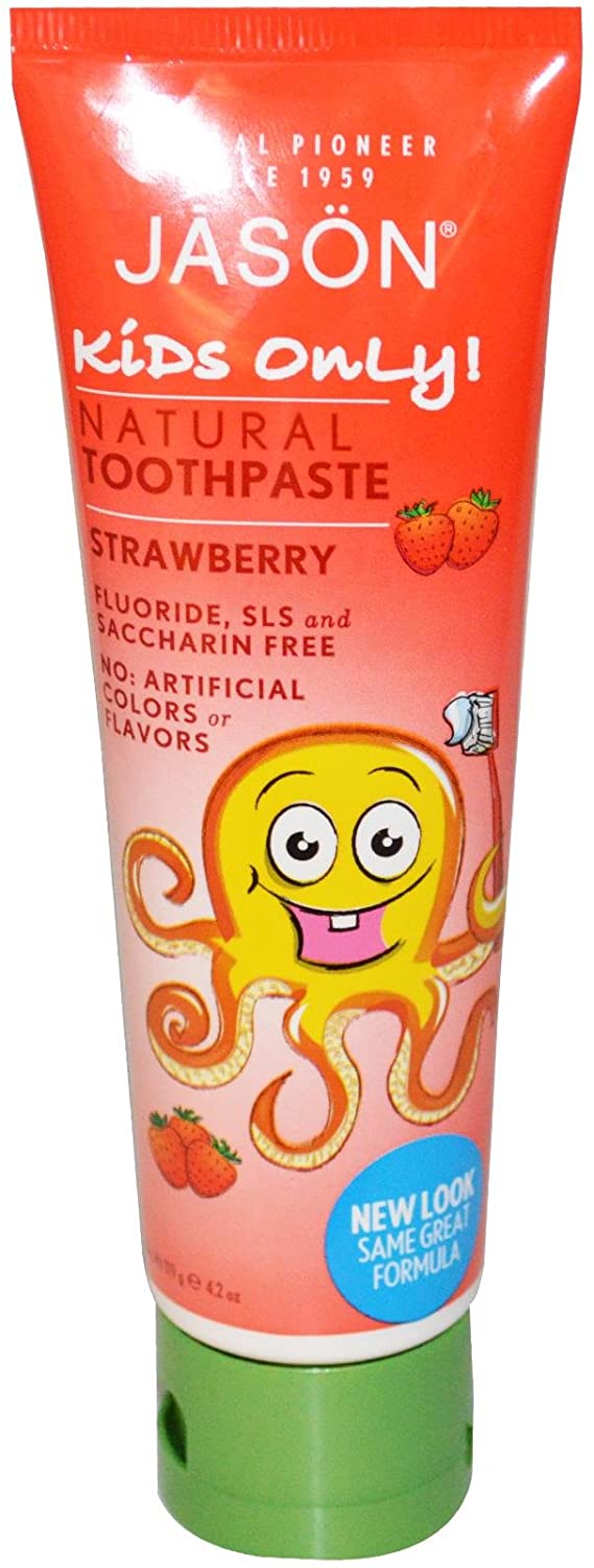 Kids Only! Natural Toothpaste, Strawberry, 4.2 oz (119 g) - Jason Natural, 119 g (Pack of 1)