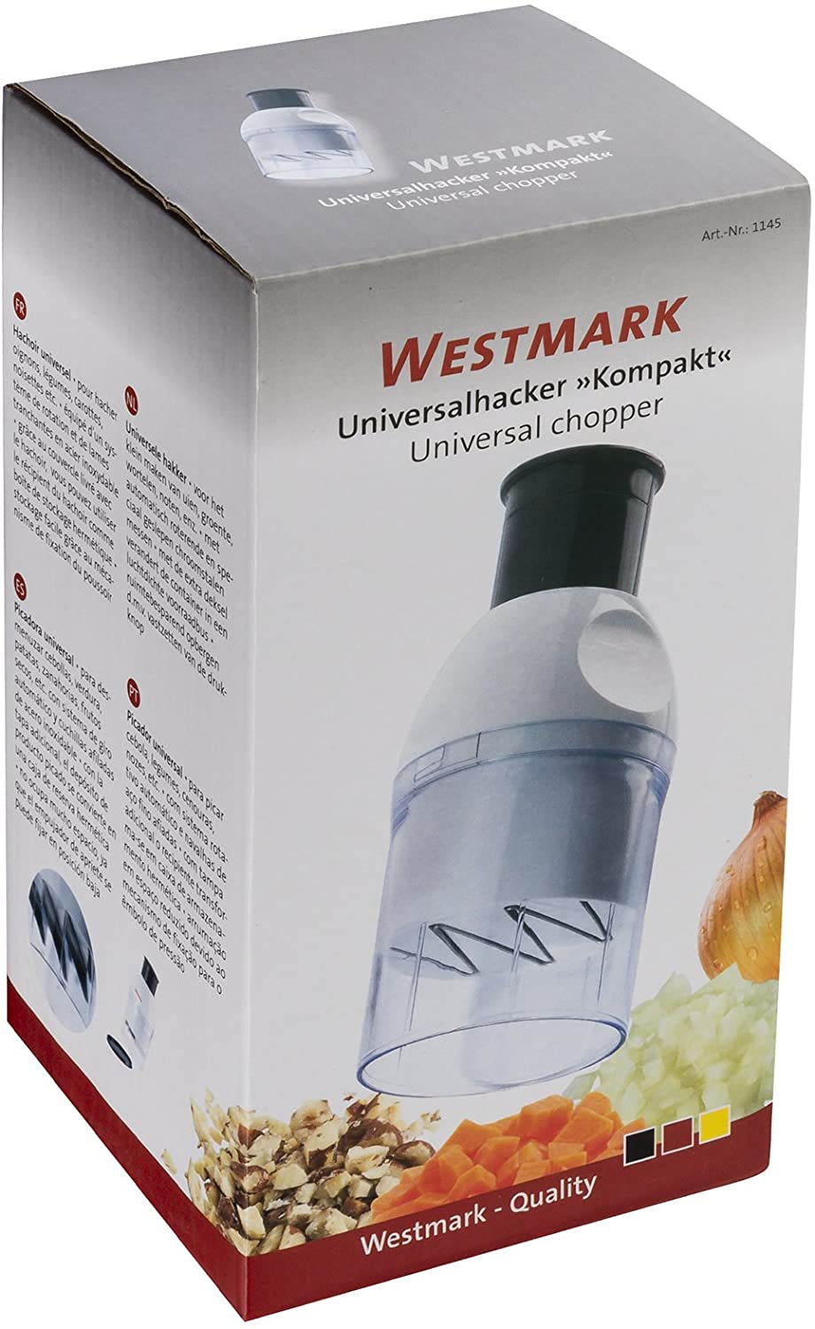 Westmark Universal Chopper, Easy Storage With Lid, Stainless Steel/Plastic, Kompakt, White/Anthracite, 11452260 - Image 4