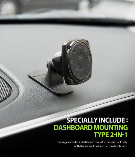 Ringke Power Clip Air Vent Magnetic Car Phone Holder Mount - Double Knob Technology 360 Rotation Air Vent and Dashboard Stand [2 in 1] Compatible with iPhone, Android, Galaxy, LG, Tablets - Image 4