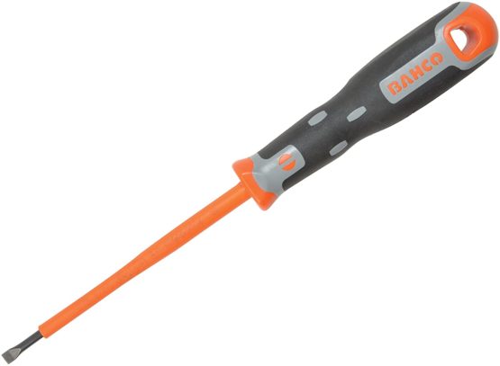 Bahco 33040100 IR033.040.100 Slotted Insulated Screwdriver, Black/Orange, 200/4.0 x 0.8 mm