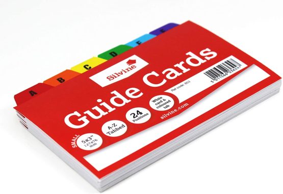 Silvine 5x3" Guide Cards in plain white, Tabbed A-Z. Ref 853 (126 x 76mm) - Image 3