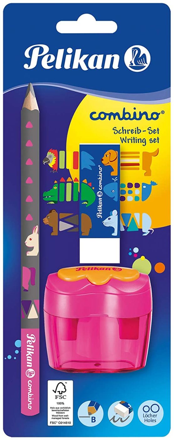 Pelikan 811217 Combino Starter Set with Learning Pencil, Eraser and Sharpener, Assorted Colours, 1 Set - Image 2