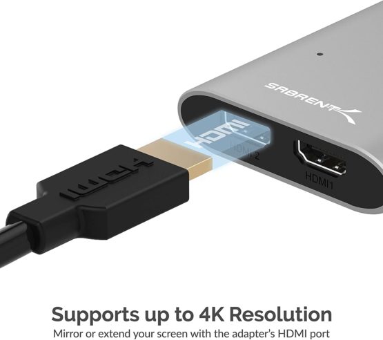 Sabrent Thunderbolt 3 to Dual HDMI 2.0 Adapter [Supports Up to Two 4K 60Hz Monitors on Mac and Some Windows Systems] (TH-W3H2) - Image 2