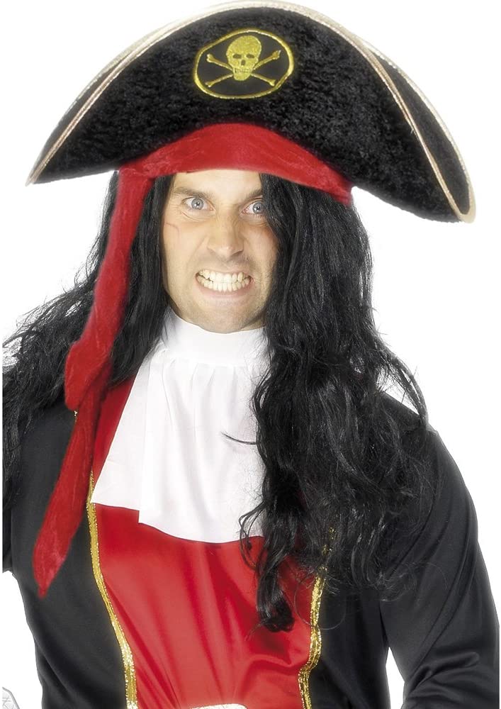 Smiffys Pirate Hat, Black with Skull and Crossbones, Pirate Fancy Dress, Pirate Dress Up Hats Halloween - Image 2