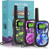 Nestling Walkie Talkies 3 Pack, Upgraded Version Camouflage Exterior 8 Channels 2 Way Radio Toys with Backlit LCD Flashlight, 3 Miles Range for Kids Indoor Outdoor Activity
