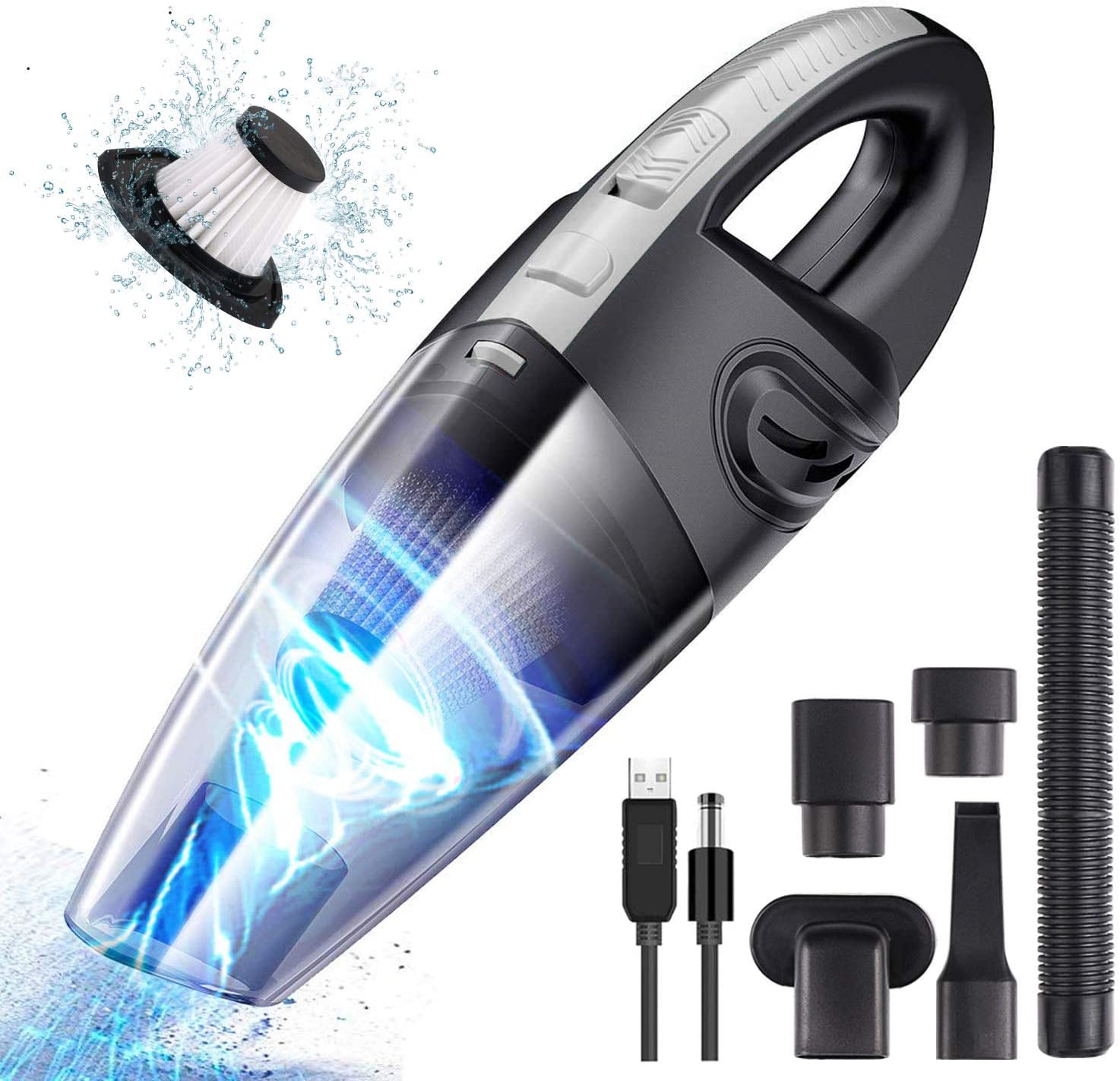 URAQT Handheld Lightweight Wet Dry Vacuum Cleaner Cordless, 120W with Powerful Suction, Portable Rechargeable for Car Home