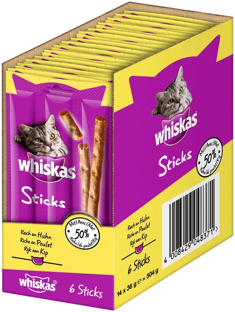 Whiskas Sticks Cat Snack, 14 Packs (14 x 36 G), 36 g (Pack of 14)