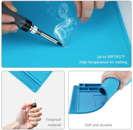 Preciva Soldering Mat, 500℃ Heat Resistant Silicone Work Mat, Multi-purpose Magnetic Electronics Repair Pad for Welding and Soldering Station With Ruler and Screw Notches, 450*300mm - Image 4