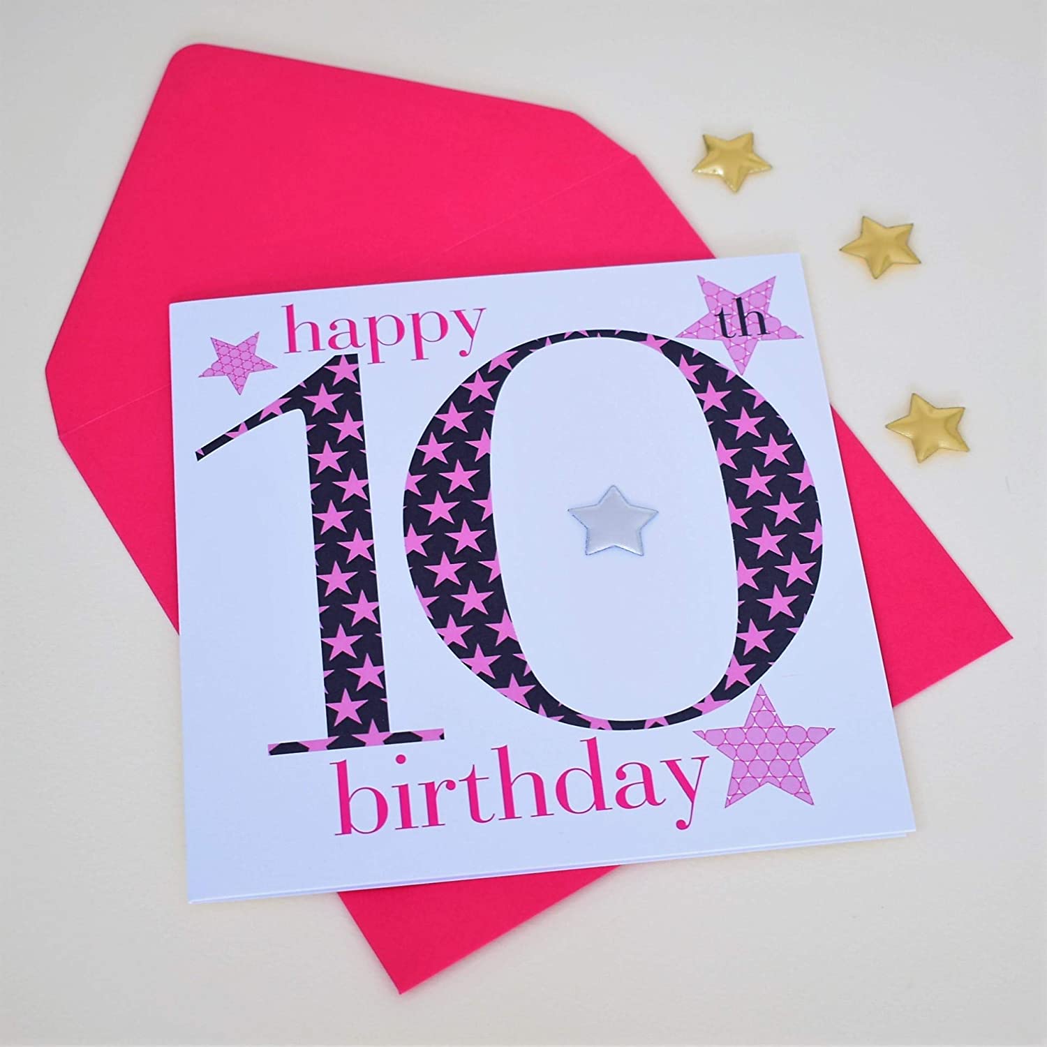 Claire Giles Ages Age 10 Girl Birthday Card, pink, 150mm x 150mm - Image 4