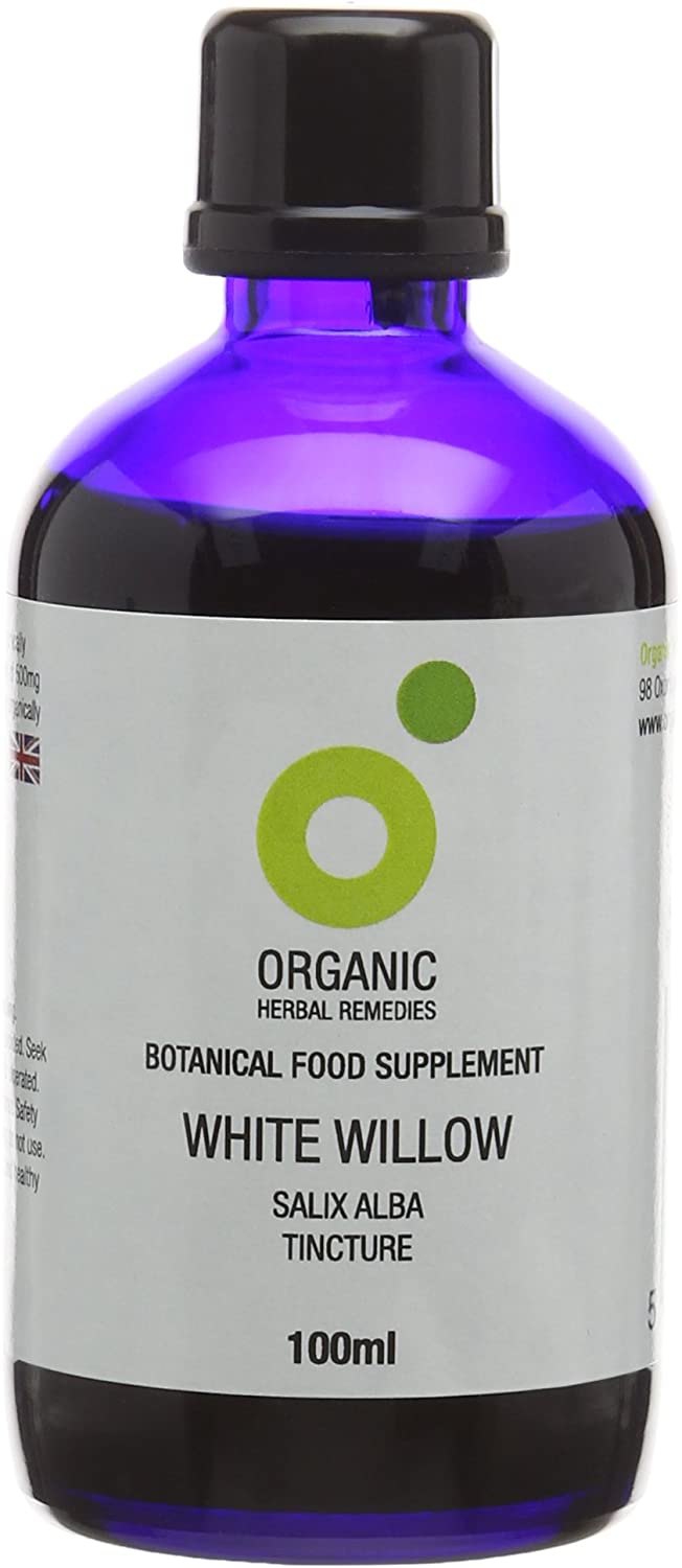 Organic Herbal Remedies 100ml White Willow Tincture, Blue Bottle, 100 ml (Pack of 1)
